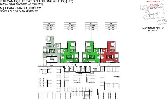 Mặt bằng Tầng 1 block C2 Habitat Bình Dương
