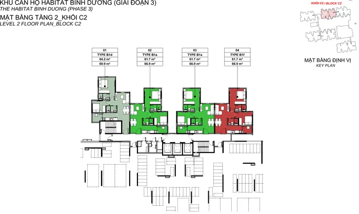 Mặt bằng Tầng 2 block C2 Habitat Bình Dương