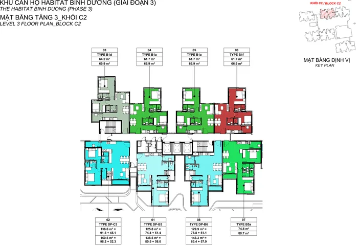 Mặt bằng Tầng 3 block C2 Habitat Bình Dương