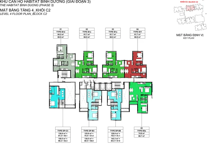 Mặt bằng Tầng 4 block C2 Habitat Bình Dương