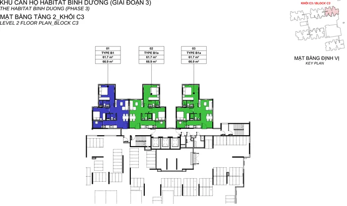 Mặt bằng Tầng 2 block C3 Habitat Bình Dương