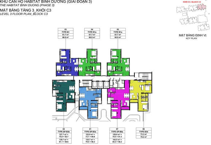 Mặt bằng Tầng 3 block C3 Habitat Bình Dương