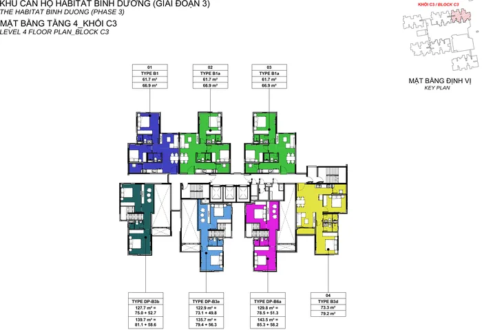 Mặt bằng Tầng 4 block C3 Habitat Bình Dương