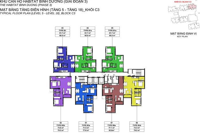 Mặt bằng Tầng điển hình 5–18 block C3 Habitat Bình Dương