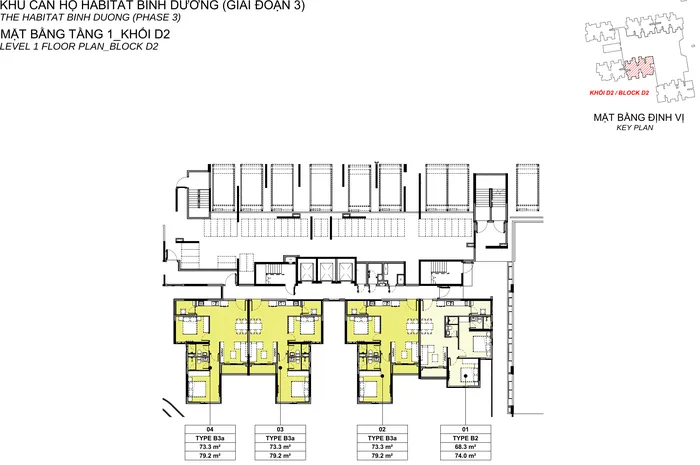 Mặt bằng Tầng 1 block D2 Habitat Bình Dương