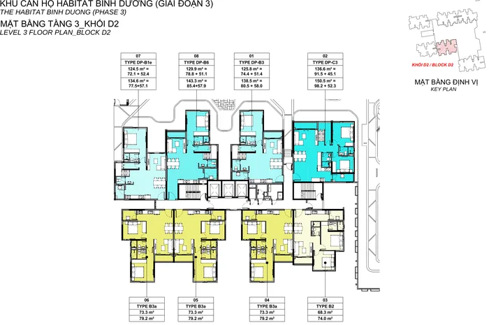 Mặt bằng Tầng 3 block D2 Habitat Bình Dương
