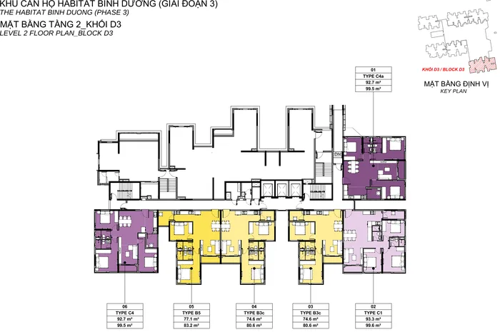 Mặt bằng Tầng 2 block D3 Habitat Bình Dương