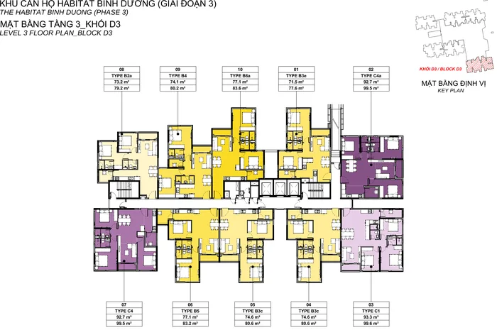 Mặt bằng Tầng 3 block D3 Habitat Bình Dương