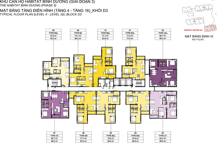 Mặt bằng Tầng điển hình 4–16 block D3 Habitat Bình Dương