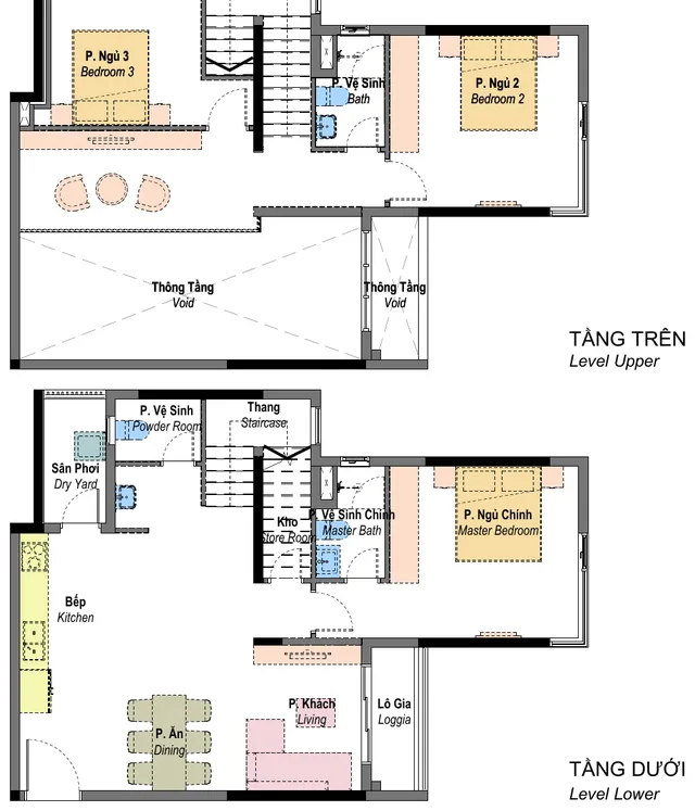 Layout Duplex (căn 2 tầng) mẫu DP-B3 Habitat Bình Dương