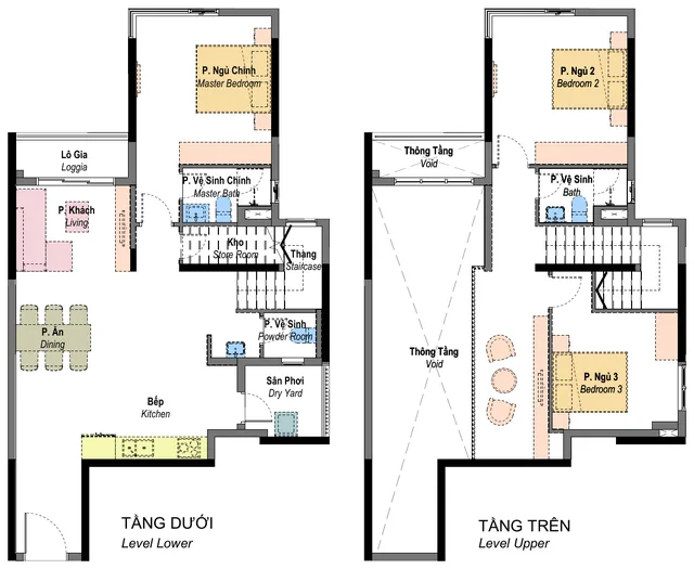 Layout Duplex (căn 2 tầng) mẫu DP-B6 Habitat Bình Dương